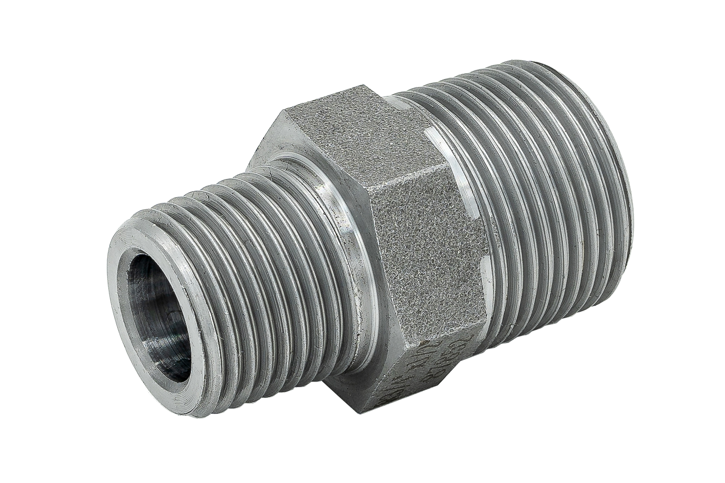 6kt. Doppelnippel reduziert EN 10241 R 1 1/2" x 1", Stahl ** schwarz **