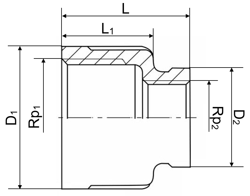 Reduziermuffe 1.4408 1/2" x 1/4"