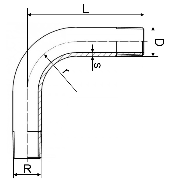 Bogen ohne Muffe AG/AG 1.4408 1/2"