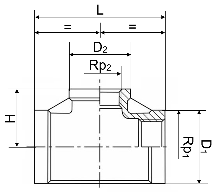 T-Stücke reduziert 1.4408 3/8" x 1/4"